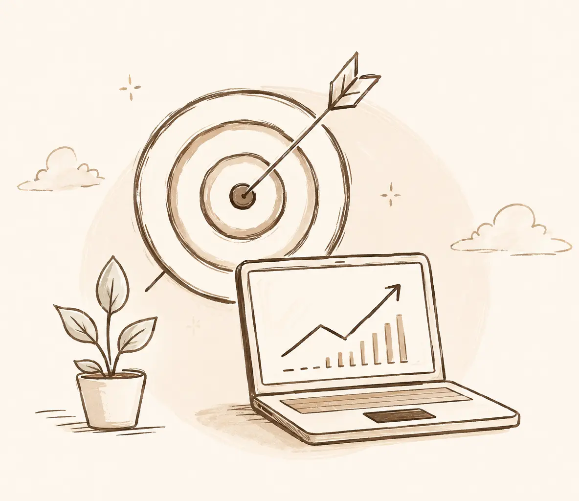Ilustración sobre estrategia digital y crecimiento